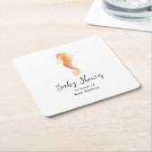 シーホース赤ちゃんシャワーナプキン スクエアペーパーコースター (アングル)