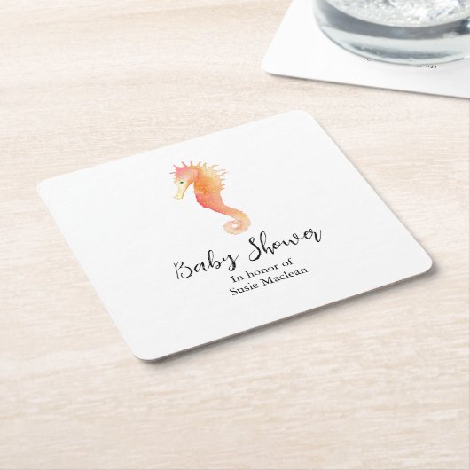 シーホース赤ちゃんシャワーナプキン スクエアペーパーコースター (アングル)