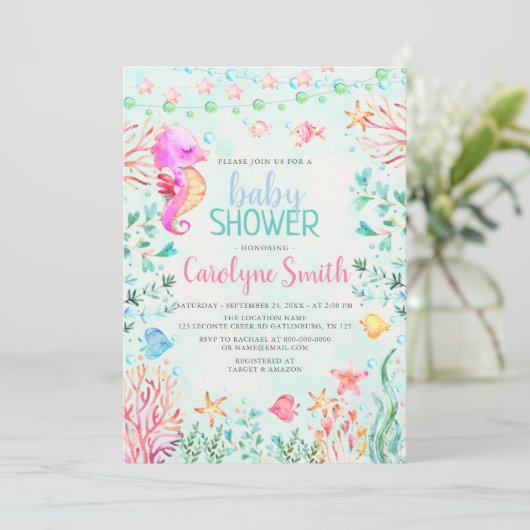 シーホース赤ちゃんシャワー招待状 招待状 (スタンド正面)