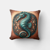 シーホース銅とティール（緑がかった色） クッション (正面)
