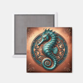 シーホース銅とティール（緑がかった色） マグネット (正面/裏面)