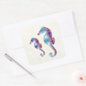 シーホース1 DUOベビーブルーとピンクのモザイク スクエアシール (封筒)