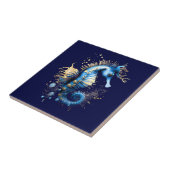 シーホース3Dブルー金ゴールドマリンファンタジービーチシック タイル (側面)