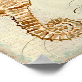 シーホース、ウミガメ沿岸ビーチ-ファインアート ポスター (角)