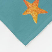 シーホース、シェルと海の星オンティール(緑がかった色)ターコイズ フリースブランケット (角)