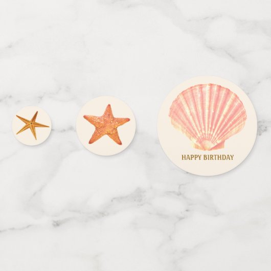 シーホース、シェル、星、真珠のアイボリーテーブル コンフェッティ (裏面)