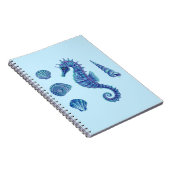 シーホース&シーシェル(ブルー&ターコイズ) ノートブック (右側)