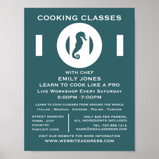 シーホース、シーフード、料理広告クラス ポスター (正面)