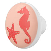 シーホース&スターフィッシュ – コーラルオレンジの色合い セラミックノブ (右)
