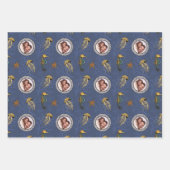 シーホース、ヒトデ、クラゲ、サンゴ航海の類 ラッピングペーパーシート (正面3)