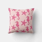 シーホース&ヒトデ – コーラルピンク クッション (裏面)