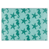 シーホース&ヒトデ – ターコイズとアクア カッティングボード (正面)