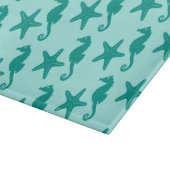 シーホース&ヒトデ – ターコイズとアクア カッティングボード (角)