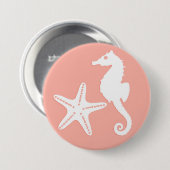 シーホース&ヒトデ – ライトコーラルピンク 缶バッジ (正面&裏面)
