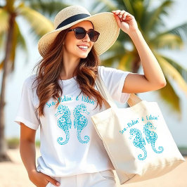 シーホース – フィッシャーマンコア – ハワイアン – トロピカルアズール ラージトートバッグ