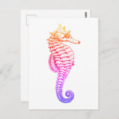 シーホース、ヴィンテージ海獣イラストレーション ポストカード (正面/裏面)