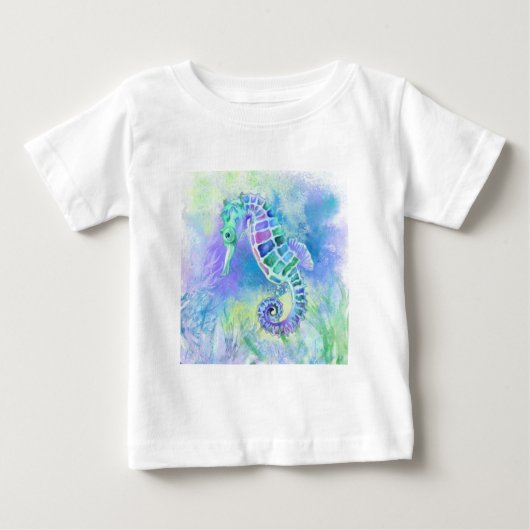 シーホース – 素晴らしい水中ライフ – スケッチ- ベビーTシャツ (正面)