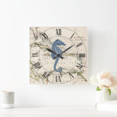 シーホース~西インディ~カリブの1785マ航海のップ~ スクエア壁時計 (ホーム)