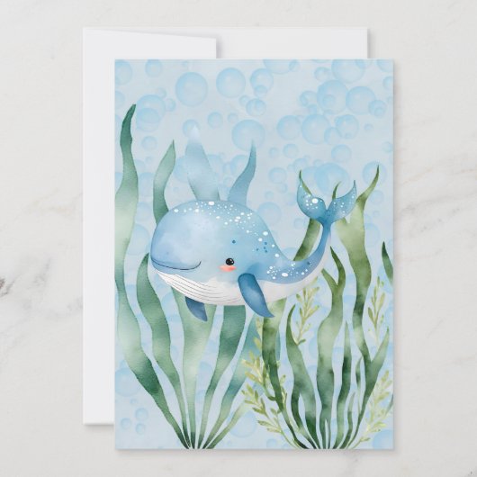 シーボーイ誕生日パーティーの下のブルーホエールズ 招待状 (裏面)