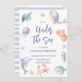 シーボーイ・バースデーパーティーでかわいい 招待状 (正面/裏面)