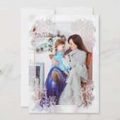 シーポインセチアレース赤面写真クリスマスカード 招待状 (正面)