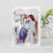 シーポインセチアレース赤面写真クリスマスカード 招待状 (スタンド正面)