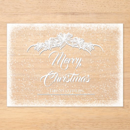 シーポインセティアレースアクリルホリデーカード アクリル招待状 (正面)