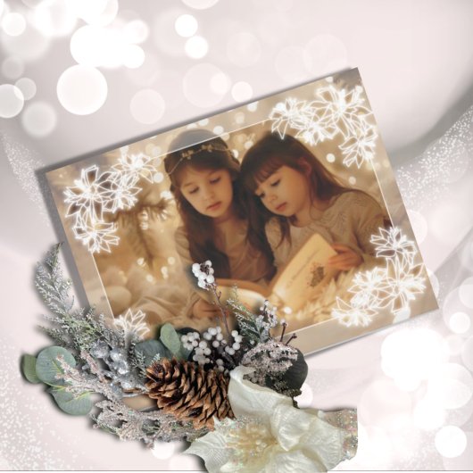 シーポインセティアレースフラットホリデーカード シーズンカード