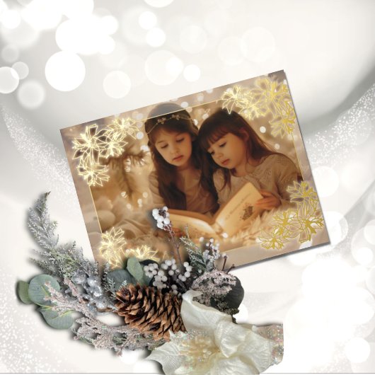 シーポインセティアレースホリデーポストカード 箔シーズンポストカード