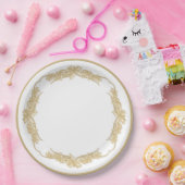 シーポインセティアレースホワイト紙プレート ペーパープレート (パーティー)