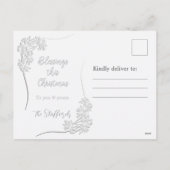 シーポインセティアレース花模様ホリデーポストカード シーズンポストカード (裏面)