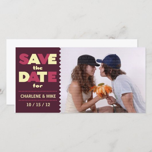 シーポップ・アートのン(さくらんぼ/クリーム)写真の日付を保存 セーブザデート (正面/裏面)