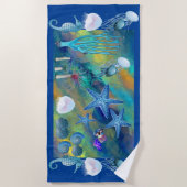 シーマリンライフブルーヒトデの呼び出し ビーチタオル (正面)