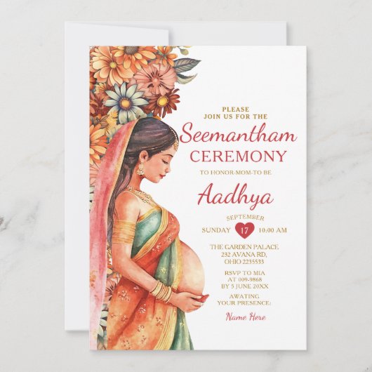 シーマンサムインディアンベビーシャワーバライカプマザー 招待状 (正面)