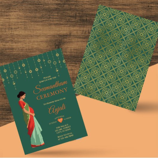 シーマンサム式伝統的インディアンベビーシャワー 招待状