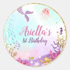 シーマーメイドステッカーの下の封筒用シールピンク ラウンドシール
