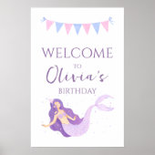 シーマーメイドパープルピンクガールズ誕生日へようこそ ポスター (正面)