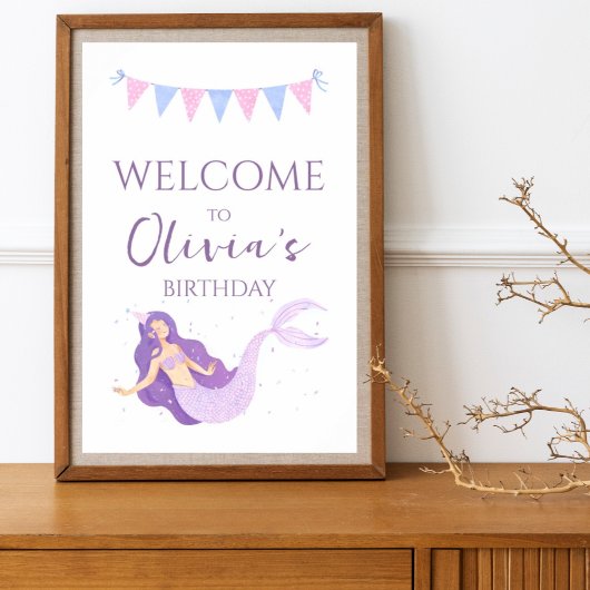 シーマーメイドパープルピンクガールズ誕生日へようこそ ポスター