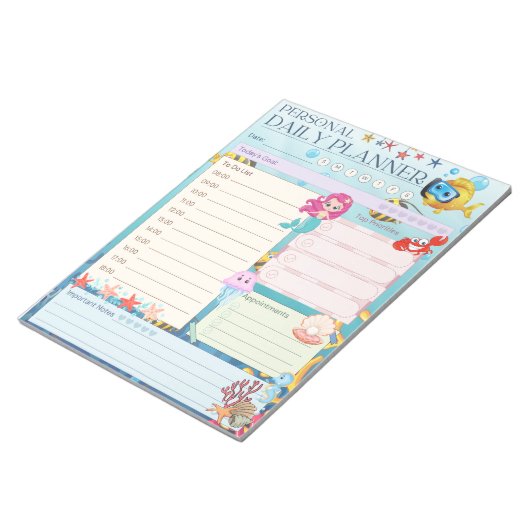 シーマーメイドプランナーの下の個人的な毎日のテーマ ノートパッド (アングル)