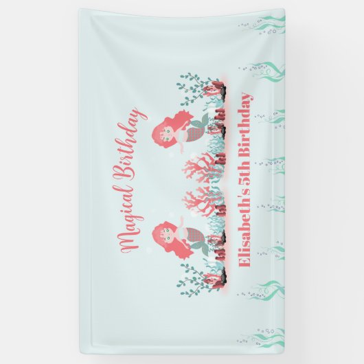 シーマーメイドプリンセス誕生日パーティーの下 横断幕 (縦)