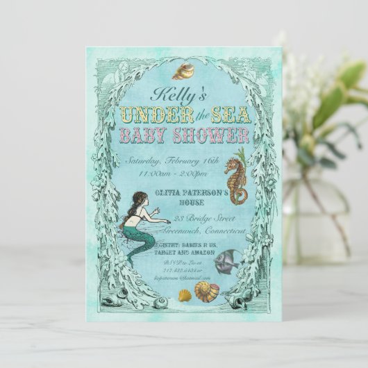 シーマーメイドベビーシャワー招待状 招待状 (スタンド正面)