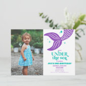 シーマーメイド海写真誕生日パーティーの下 招待状 (スタンド正面)