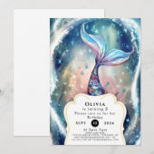 シーマーメイド誕生日の下で魅惑 招待状 (正面/裏面)