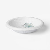 シーミストティール（緑がかった色）ブルー花模様スクリプト婚約パーティ ペーパーボウル (傾斜あり)