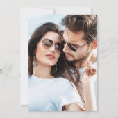 シーミストティール(緑がかった色)花模様写真婚約パーティ 招待状 (裏面)