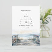 シーミニマル素朴サイドバルコニービュービーチ結婚式 招待状 (スタンド正面)