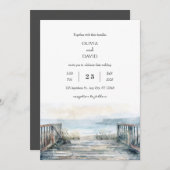 シーミニマル素朴サイドバルコニービュービーチ結婚式 招待状 (正面/裏面)
