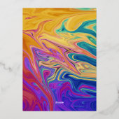 シームエレガントカラフルレス抽象芸術金ゴールド結婚の 箔招待状 (裏面)