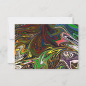 シームエレガントレスモダン抽象芸術カラフル結婚の 出欠カード (裏面)