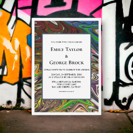 シームエレガントレスモダン抽象芸術カラフル結婚の 招待状